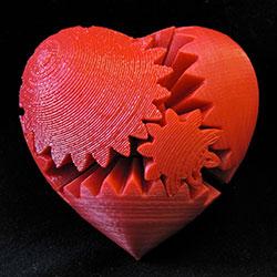 3D-печатное сердце в виде нескольких шестеренок